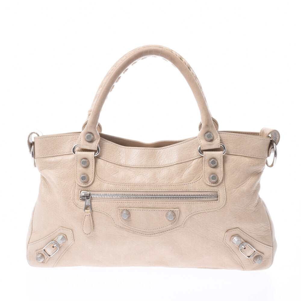 BALENCIAGA The Giant First Bag Beige Leather Handbag